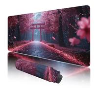 Alfombrilla Ratón Flores de Cerezo, Alfombrilla Ratón XXL 800x300mm, Mouse Pad Gaming Japón Tapete Escritorio, Mouse Pad con Base de Goma Antideslizante, Mousepad con Bordes Cosidos para Gaming, I-58