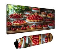 Alfombrilla Ratón Fresa Impermeable Alfombrilla Escritorio 1000x400x3mm Mouse Pad Comida Gourmet con Antideslizante Base de Goma para Tapete Escritorio Teclado y Raton Inalámbrico Regalo DBYH-7958