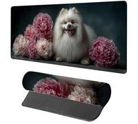 Alfombrilla Ratón Gaming 1200x600x3mm Flor, Alfombrilla Escritorio XXL Perro, Protector Escritorio con Base de Goma Antideslizante, Mouse Pad con Bordes Cosidos, Desk Mat para Gamer, Oficina PC 2-1313