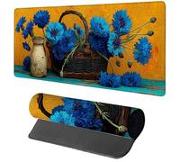 Alfombrilla Ratón Gaming 1600x800x3mm Flor, Alfombrilla Escritorio XXL Planta, Protector Escritorio con Base de Goma Antideslizante, Mouse Pad con Bordes Cosidos, Desk Mat para Gamer Oficina PC E-5211