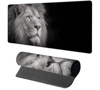 Alfombrilla Ratón Gaming 1600x800x3mm LeóN, Alfombrilla Escritorio XXL Negro, Protector Escritorio con Base de Goma Antideslizante, Mouse Pad con Bordes Cosidos, Desk Mat para Gamer, Oficina PC Q-8114