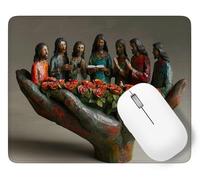 Alfombrilla Ratón Gaming 22 x 18 cm, Mouse Pad Flor con Impermeable y Antideslizante, Accesorios Alfombrilla de Ratón La Última Cena Mejora la Precisión y Velocidad Casa, Regalo de Mujeres p1j-73