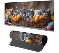 Alfombrilla Ratón Gaming 600x300x3mm Gato, Alfombrilla Escritorio XXL Mariposa, Protector Escritorio con Base de Goma Antideslizante, Mouse Pad con Bordes Cosidos, Desk Mat para Gamer Oficina 0-1714