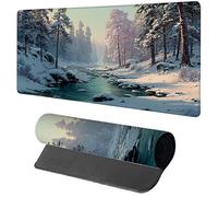 Alfombrilla Ratón Gaming 700x400x3mm Escena De Nieve, Alfombrilla Escritorio XXL áRbol, Protector Escritorio con Base de Goma Antideslizante, Mouse Pad con Bordes Cosidos, Desk Mat para Oficina T-7009