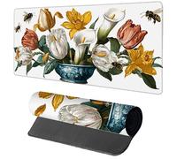 Alfombrilla Ratón Gaming 700x400x3mm Flor, Alfombrilla Escritorio XXL Planta, Protector Escritorio con Base de Goma Antideslizante, Mouse Pad con Bordes Cosidos, Desk Mat para Gamer, Oficina PC C-5517