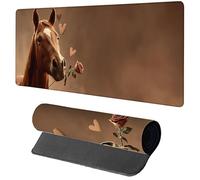 Alfombrilla Ratón Gaming 700x400x3mm Rosa, Alfombrilla Escritorio XXL Caballo, Protector Escritorio con Base de Goma Antideslizante, Mouse Pad con Bordes Cosidos, Desk Mat para Gamer Oficina PC 0-7321