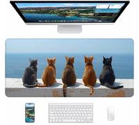 Alfombrilla Ratón Gaming Azul, Alfombrilla Ratón XXL 1000x500x3mm, Mouse Pad con Bordes cosidos, Tapete Escritorio con Base de Goma Antideslizantek, Accesorios Gaming, Regalo Mujer, Gato 3-2707