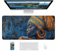 Alfombrilla Ratón Gaming Azul, Alfombrilla Ratón XXL 1200x600x3mm, Mouse Pad con Bordes cosidos, Tapete Escritorio con Base de Goma Antideslizantek, Accesorios Gaming Regalo, Mujeres Africanas 8-9864