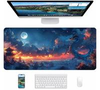 Alfombrilla Ratón Gaming Azul, Alfombrilla Ratón XXL 800x400x3mm, Mouse Pad con Bordes cosidos, Tapete Escritorio con Base de Goma Antideslizantek, Accesorios Gaming, Regalo Mujer, DragóN O-7362