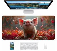 Alfombrilla Ratón Gaming Blanco, Alfombrilla Ratón XXL 800x300x3mm, Mouse Pad con Bordes cosidos, Tapete Escritorio con Base de Goma Antideslizantek, Accesorios Gaming, Regalo Mujer, Cerdo 7-1222