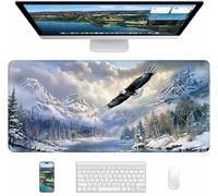 Alfombrilla Ratón Gaming Blanco, Alfombrilla Ratón XXL 900x400x3mm, Mouse Pad con Bordes cosidos, Tapete Escritorio con Base de Goma Antideslizantek, Accesorios Gaming, Regalo Mujer, áGuila 8-8421
