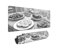 Alfombrilla Ratón Gaming En Blanco Y Negro 700 x 300 x 3MM, Mouse Pad XXL Lavable, Alfombrilla Raton Ordenador, Mousepad Alimento con Base de Goma Antideslizante, Oficina Accesorios -2510F48