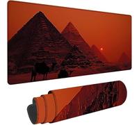 Alfombrilla Ratón Gaming, Grande Alfombrilla Ratón XXL 1200 x 600 x 3 mm, Rojo Mouse Pad Pirámide Protector Escritorio con Bordes Cosidos, Gaming Mousepad Mejora La Precisión y La Velocidad w-1816