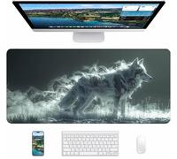 Alfombrilla Ratón Gaming Gris, Alfombrilla Ratón XXL 1000x500x3mm, Mouse Pad con Bordes cosidos, Tapete Escritorio con Base de Goma Antideslizantek, Accesorios Gaming, Regalo Mujer, Lobo H-1001