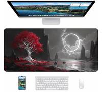 Alfombrilla Ratón Gaming Gris, Alfombrilla Ratón XXL 600x300x3mm, Mouse Pad con Bordes cosidos, Tapete Escritorio con Base de Goma Antideslizantek, Accesorios Gaming, Regalo Mujer, áRbol 4-1001