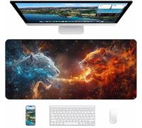 Alfombrilla Ratón Gaming Rojo, Alfombrilla Ratón XXL 800x300x3mm, Mouse Pad con Bordes cosidos, Tapete Escritorio con Base de Goma Antideslizantek, Accesorios Gaming, Regalo Mujer, LeóN 2-4190