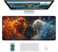 Alfombrilla Ratón Gaming Rojo, Alfombrilla Ratón XXL 900x400x3mm, Mouse Pad con Bordes cosidos, Tapete Escritorio con Base de Goma Antideslizantek, Accesorios Gaming, Regalo Mujer, LeóN 2-8325