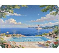 Alfombrilla Ratón Gaming, Vista al mar Mouse Pad con Bordes Cosidos, Base de Goma Antideslizante Alfombrilla de Ratón, Mejora la Precisión, Mousepad para Oficina, Regalos (300x350x3mm Flore) qw-84