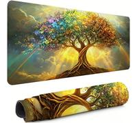 Alfombrilla Ratón Gaming XXL, Alfombrilla Escritorio 1000x500x3mm Árbol de la vida Protector Escritorio Mejora La Precisión y La Velocidad Goma Antideslizante, Oficina, Gamer Luz del sol xg-921