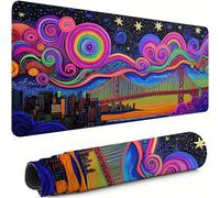 Alfombrilla Ratón Gaming XXL, Alfombrilla Escritorio 800x300x3mm Color Protector Escritorio Mejora La Precisión y La Velocidad con Base de Goma Antideslizante, Oficina, Gamer Puente de hierro xg-483