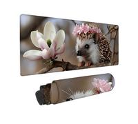 Alfombrilla Ratón Gaming XXL, Gaming Mouse Pad 1200 x 400 mm, Protector Escritorio Antideslizante, Alfombrilla de Ratón Erizo Magnolia, Mousepad Grande, Tapete Raton para Jugadores de PC, Oficina h101
