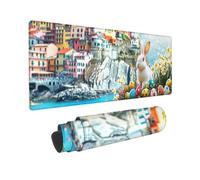 Alfombrilla Ratón Gaming XXL, Gaming Mouse Pad 1400 x 600 mm, Protector Escritorio Antideslizante, Alfombrilla de Ratón Conejo huevo de colores, Mousepad Grande, Tapete Raton para Jugadores de PC h779