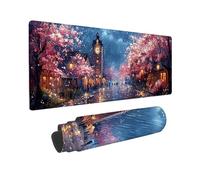 Alfombrilla Ratón Gaming XXL, Gaming Mouse Pad 1400 x 600 mm, Protector Escritorio Antideslizante, Alfombrilla de Ratón Sakura Big Ben, Mousepad Grande, Tapete Raton para Jugadores de PC, Oficina h876