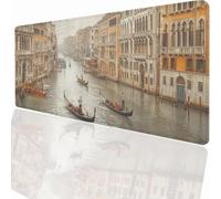 Alfombrilla Ratón Gaming XXL, Gaming Mouse Pad 600x300x3mm, Protector Escritorio Antideslizante, Alfombrilla de Ratón Venecia Ciudad Mousepad Grande Tapete Raton Jugadores de PC Oficina LMDT7738