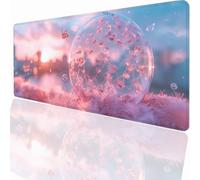 Alfombrilla Ratón Gaming XXL, Gaming Mouse Pad 600x300x3mm, Protector Escritorio Antideslizante, Alfombrilla de Ratón Nieve Rosa Mousepad Grande, Tapete Raton para Jugadores de PC Oficina LMDT11475