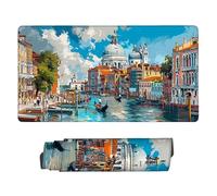 Alfombrilla Ratón Gaming XXL, Gaming Mouse Pad 700x400mm, Protector Escritorio Antideslizante, Alfombrilla de Ratón Ciudad acuática de Venecia, Mousepad Grande para Jugadores de PC, Oficina v-866
