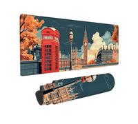 Alfombrilla Ratón Gaming XXL, Gaming Mouse Pad 800 x 300 mm, Protector Escritorio Antideslizante, Alfombrilla de Ratón Londres Big Ben, Mousepad Grande, Tapete Raton para Jugadores de PC, Oficina h516