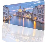Alfombrilla Ratón Gaming XXL, Gaming Mouse Pad 800x300x3mm, Protector Escritorio Antideslizante, Alfombrilla de Ratón Venecia Ciudad Mousepad Grande Tapete Raton Jugadores de PC Oficina LMDT3902