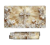 Alfombrilla Ratón Gaming XXL, Gaming Mouse Pad 900x400mm, Protector Escritorio Antideslizante, Alfombrilla de Ratón Cruz de flores, Mousepad Grande, Tapete Raton para Jugadores de PC, Oficina v-409