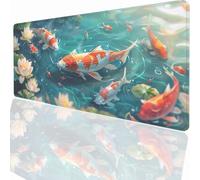 Alfombrilla Ratón Gaming XXL, Gaming Mouse Pad 900x400x3 mm, Protector Escritorio Antideslizante, Alfombrilla de Ratón Flor Pez Mousepad Grande, Tapete Raton para Jugadores de PC Oficina LMDT7259