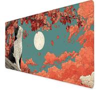 Alfombrilla Ratón Gato Alfombrilla Ratón XXL 1000x500 mm Luna Mouse Pad Gaming, Tapete Escritorio con Resistente al Agua, Antideslizante, Base de Goma y Bordes Cosidos para Oficina Accesorios 6-2710e