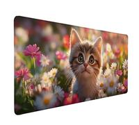 Alfombrilla Ratón Gato Alfombrilla Ratón XXL 60x30cm, Mouse Pad Flor Mousepad con Base de Goma Antideslizante, Impermeable Tapete Escritorio Accesorios Gaming para Gamers, PC, Regalo -lsy2603PV