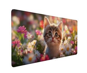 Alfombrilla Ratón Gato Alfombrilla Ratón XXL 80x30cm, Mouse Pad Flor Mousepad con Base de Goma Antideslizante, Impermeable Tapete Escritorio Accesorios Gaming para Gamers, PC, Regalo -lsy2603TP