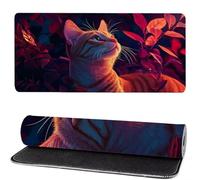Alfombrilla Raton Gato, Hojas Mouse Pad 1200 x 600 x 3mm Gaming Mouse Pad, Superficie Inferior Antideslizante, Movimiento Ratón más Suave, Alfombrilla Escritorio, Mejora Precision y Velocidad ks-425