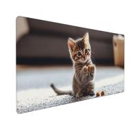 Alfombrilla Ratón Gato XXL 800x400 mm Alfombrilla Escritorio Impermeable Lindo Grande Mouse Pad Base Goma Antideslizante, Aumenta Precisión y Velocidad, Desk Mat para Jugadores, PC, Oficina 2S-108