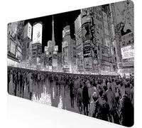 Alfombrilla Ratón Grande En Blanco Y Negro Ciudad, Alfombrilla Raton Impermeable Antideslizante, Mouse Pad con Base de Goma Bordes Cosidos, Accesorios Gaming, Mousepad para Gamer90 x 40 cm -z1c09987