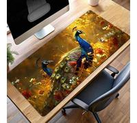 Alfombrilla Ratón Grande XXL 100 x 40cm Pavo Real Azul Mouse Pad Gaming, Alfombrilla Antideslizante,Tapete Escritorio con Bordes Cosidos, Mat para Jugadores, Pc, Oficina Accesorios PjY9389 F-2