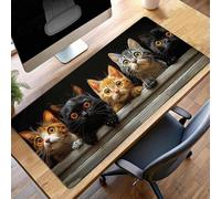 Alfombrilla Ratón Grande XXL 100 x 50cm Gato Negro Mouse Pad Gaming, Alfombrilla Antideslizante,Tapete Escritorio con Bordes Cosidos, Mat para Jugadores, Pc, Oficina Accesorios PjY9027 H-P