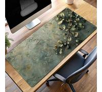 Alfombrilla Ratón Grande XXL 100 x 50cm Verde Hojas Mouse Pad Gaming, Alfombrilla Antideslizante,Tapete Escritorio con Bordes Cosidos, Mat para Jugadores, Pc, Oficina Accesorios PjY4583 6-0