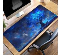 Alfombrilla Ratón Grande XXL 140 x 60cm áRbol Azul Mouse Pad Gaming, Alfombrilla Antideslizante,Tapete Escritorio con Bordes Cosidos, Mat para Jugadores, Pc, Oficina Accesorios PjY4161 K-O