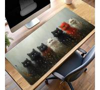 Alfombrilla Ratón Grande XXL 1400x600x3mm Negro Gato Mouse Pad Gaming, Alfombrilla Antideslizante,Tapete Escritorio con Bordes Cosidos, Mat para Jugadores, Pc, Oficina Accesorios PjY9059 F-R