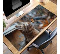 Alfombrilla Ratón Grande XXL 160 x 80cm Gato Amarillo Mouse Pad Gaming, Alfombrilla Antideslizante,Tapete Escritorio con Bordes Cosidos, Mat para Jugadores, Pc, Oficina Accesorios PjY8585 T-P