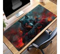 Alfombrilla Ratón Grande XXL 1600x800x3mm Negro Lobo Mouse Pad Gaming, Alfombrilla Antideslizante,Tapete Escritorio con Bordes Cosidos, Mat para Jugadores, Pc, Oficina Accesorios PjY10515 F-R