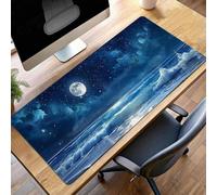 Alfombrilla Ratón Grande XXL 80 x 40cm Luna Azul Mouse Pad Gaming, Alfombrilla Antideslizante,Tapete Escritorio con Bordes Cosidos, Mat para Jugadores, Pc, Oficina Accesorios PjY2035 6-B