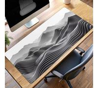 Alfombrilla Ratón Grande XXL 90 x 40cm Negro Abstracto Mouse Pad Gaming, Alfombrilla Antideslizante,Tapete Escritorio con Bordes Cosidos, Mat para Jugadores, Pc, Oficina Accesorios PjY3571 K-O