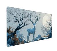 Alfombrilla Ratón Grande XXL 900 x 400 mm Ciervo Lunar Mouse Pad Gaming, Alfombrilla Antideslizante,Tapete Escritorio con Bordes Cosidos, Desk Mat para Jugadores, Pc, Oficina Accesorios, Regalos u1258